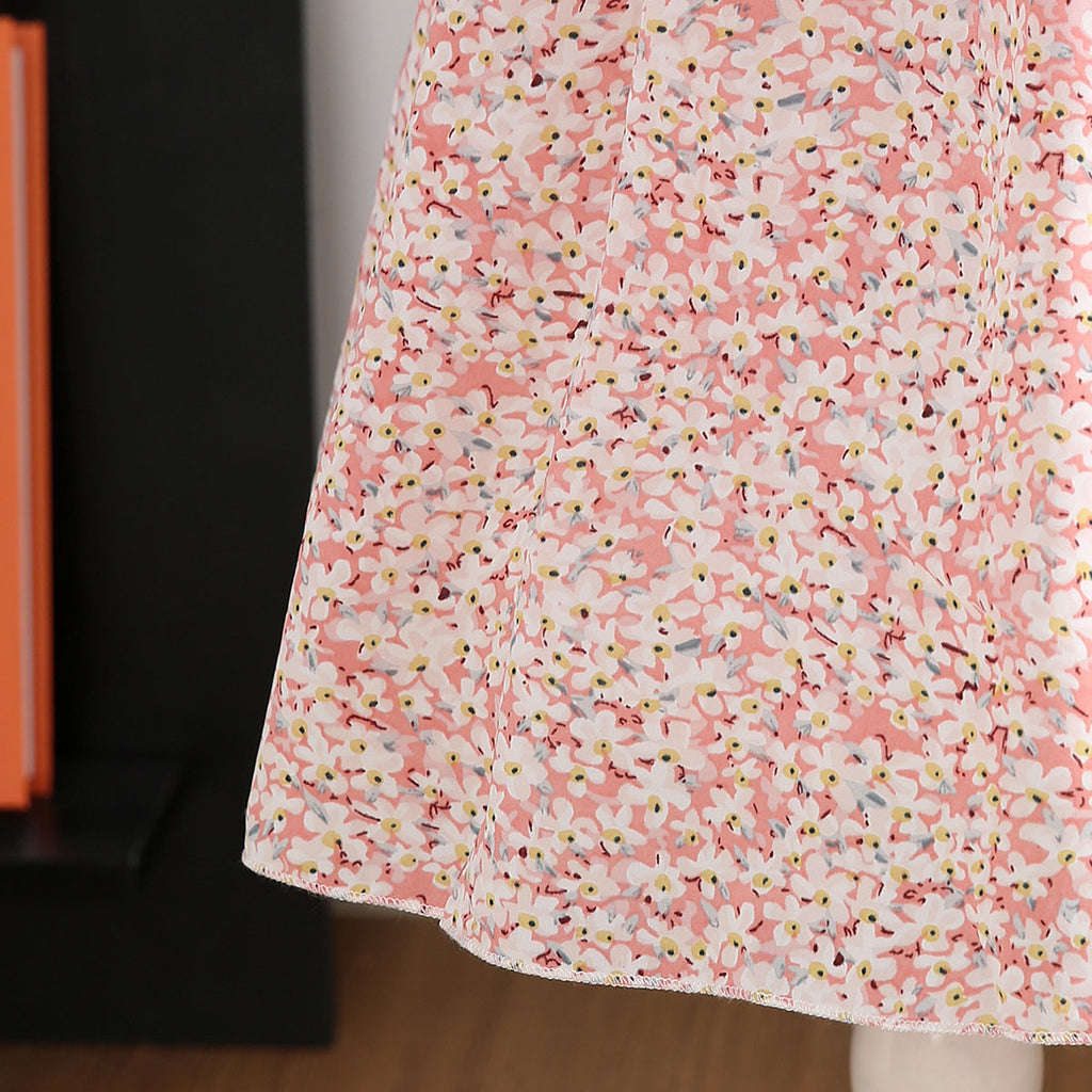 Girls Pink Floral Fit & Flare Summer Casual Dresses Casual Dresses
