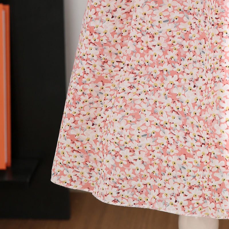 Girls Pink Floral Fit & Flare Summer Casual Dresses Casual Dresses