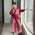 Girls Red Typographic Winter Sweatshirt With Pants Sets 2 pc. Sets Red 5-6 Y