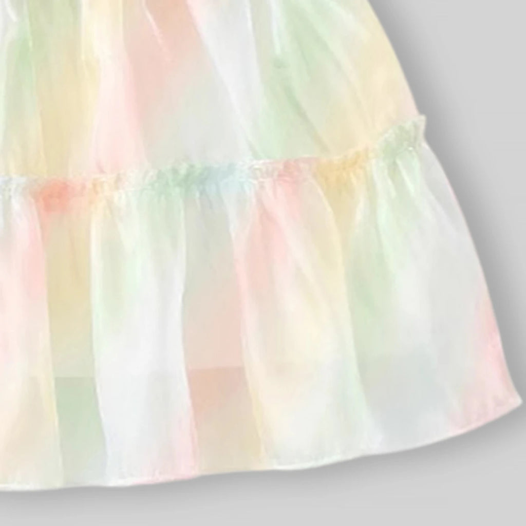 Girls Green Sleeveless Tiered Dress With Bow Details Casual Dresses