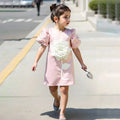 Girls Pink Pearl Embellished A-line Party Dress With 3D Flower applique Party Dresses Pink 2-3 Y