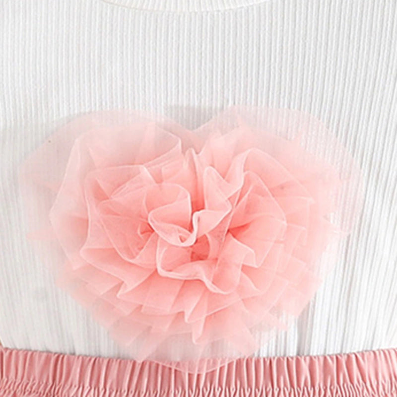 Girls White Applique Applique Top With Pleated Skirt Sets Sets