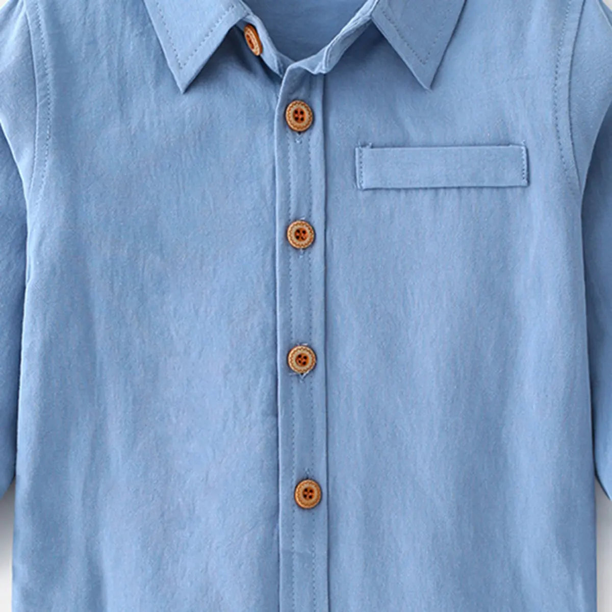 Boys Light Blue Long Sleeves Button-down Shirts Shirts