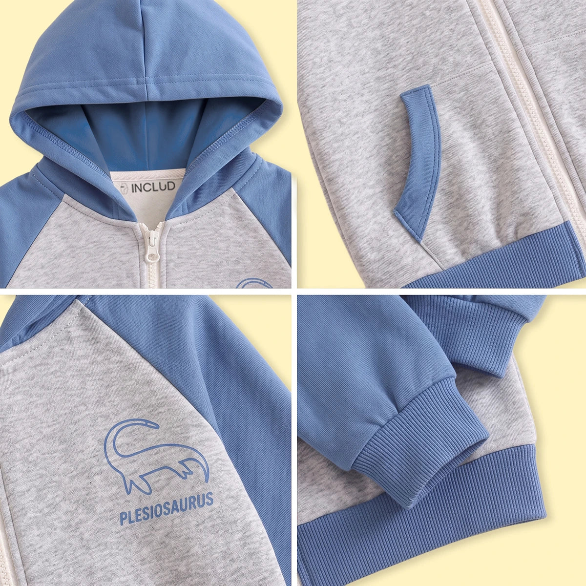 Boys Grey Colorblocked Zip-Up Hoodie Sweatshirts & Hoodies