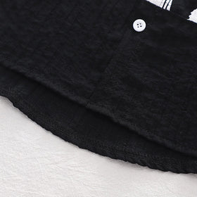 Boys Black Typographic Printed Short Sleeve Shirt With Elasticated Shorts Sets 2 pc. Sets