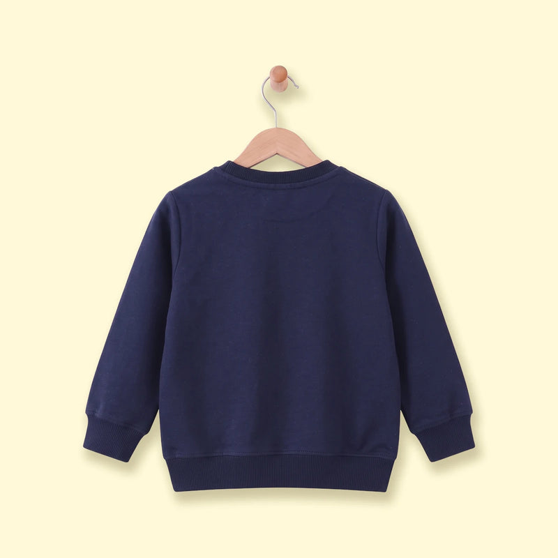 Boys Navy Blue Graphic Long Sleeve Sweatshirt Sweatshirts & Hoodies