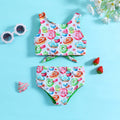 Girls White Graphics Sleeveless Top With Briefs Swimwear Sets Sets White 1-2 Y