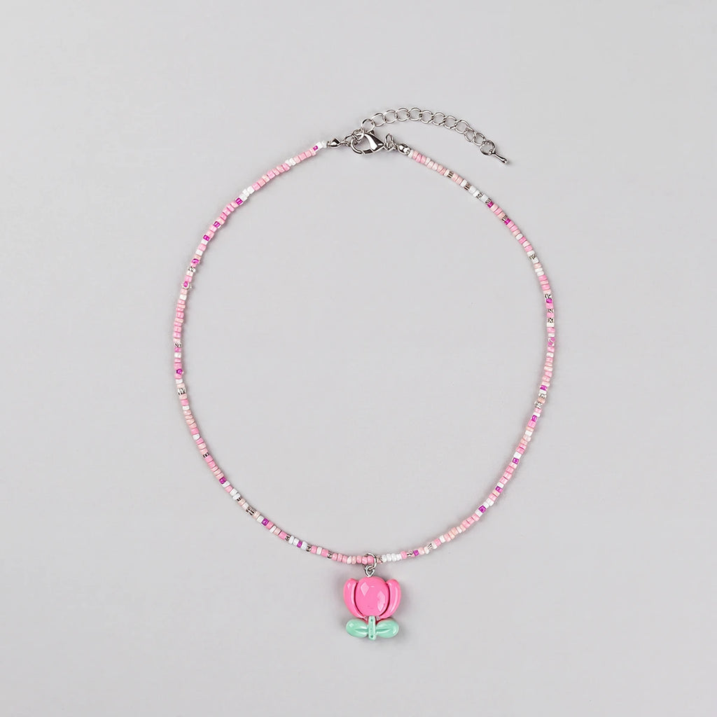 Pack Of 3 Girls Multicolour Floral Beads Necklace Sets Necklace and Chains
