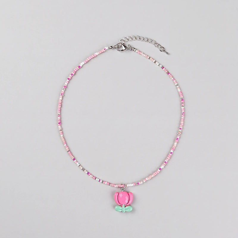 Pack Of 3 Girls Multicolour Floral Beads Necklace Sets Necklace and Chains