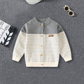 Boys Grey Cardigan With Self Design Stripe Patterns Sweaters & Cardigans Grey 2-3 Y