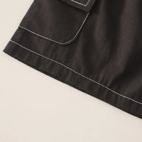 Boys Black Checked Shirt With Cargo Shorts Sets Sets