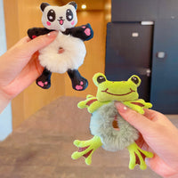 Girls Plush Frog & Panda Hair Tie Combo - Pack of 2 Trending Accessories Multicolor Onesize