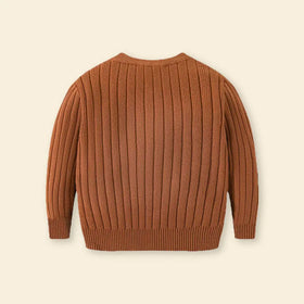 Boys Brown Self-Design Stripes Pattern Regular Sweater Sweaters & Cardigans