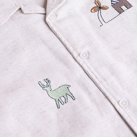Boys Embroidered Short Sleeve Shirt With Brown Shorts Sets 2 pc. Sets