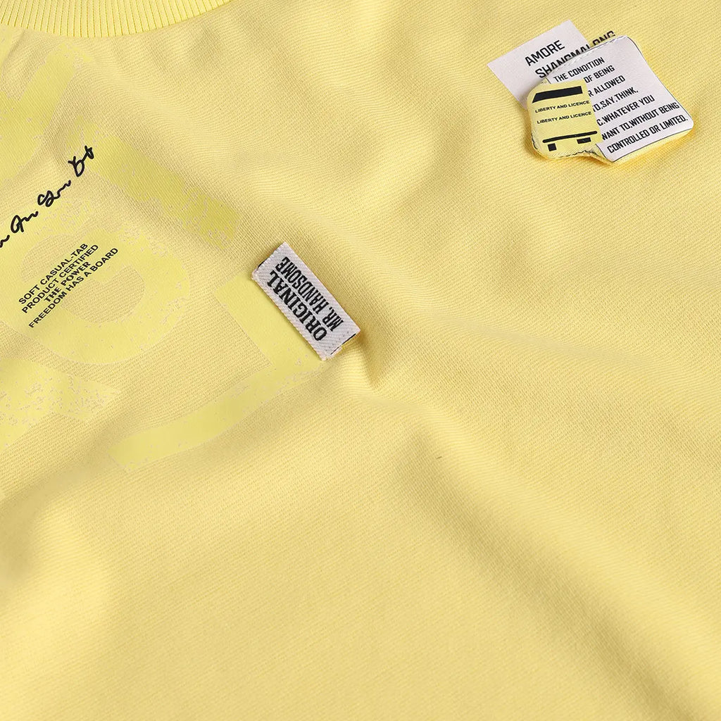 Boys Yellow Typographic Printed T-Shirt With Denim Shorts Sets 2 pc. Sets