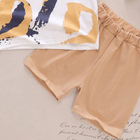 Boys White Abstract Print Short Sleeve T-Shirt With Shorts Sets 2 pc. Sets