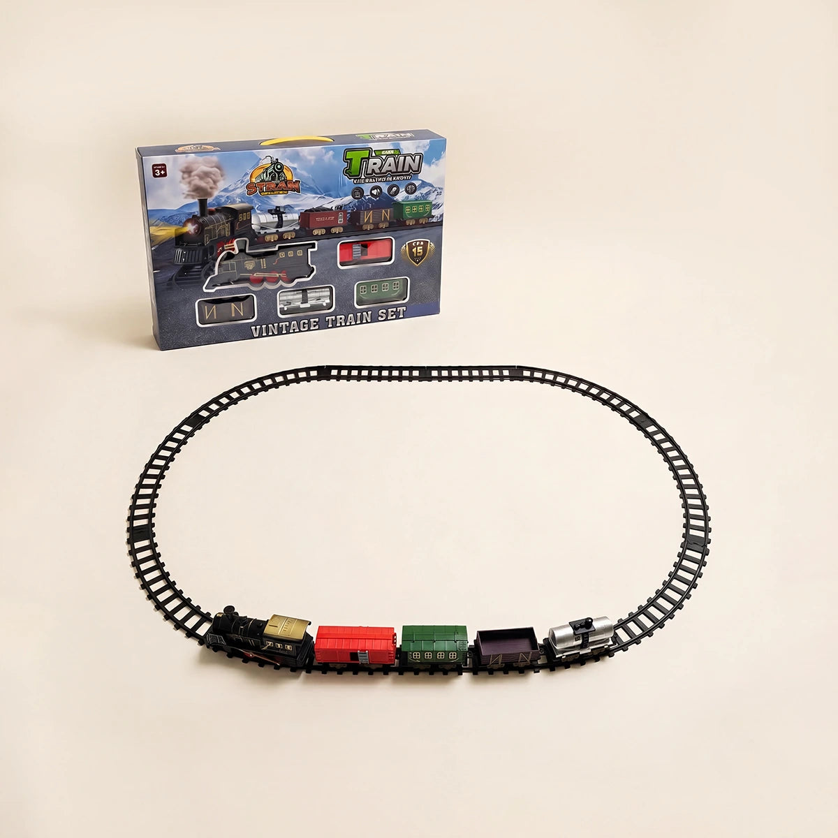 Vintage Steam Train Set for Kids - Realistic Smoke Effect, Lights & Sound Toy Set for Boys & Girls Trending Accessories Multicolor Onesize