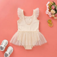 Girls Off-White Swan Printed Round Neck Fit & Flare Dress Casual Dresses
