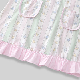 Girls Light Pink Star Striped Sleeveless A-line Dress Casual Dresses