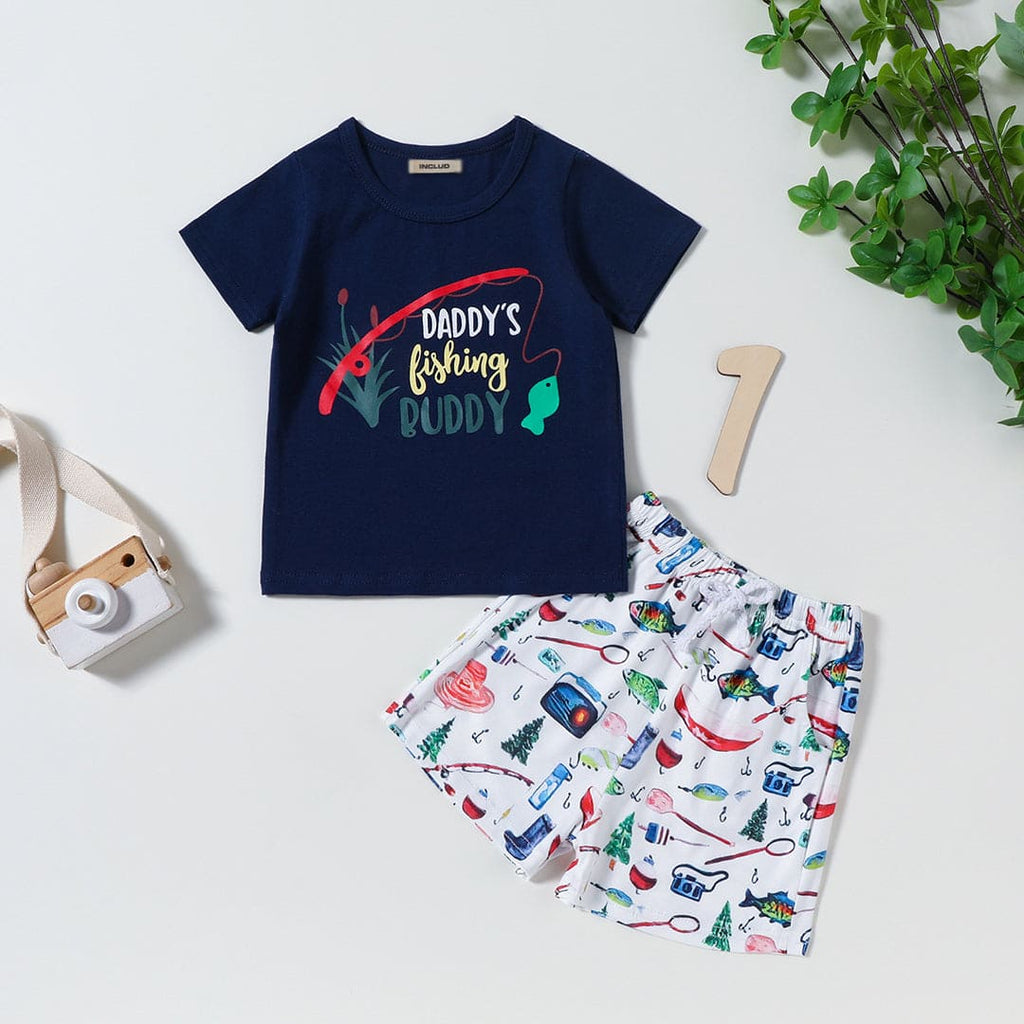 Boys Graphic Print T-Shirt With Printed Shorts Set