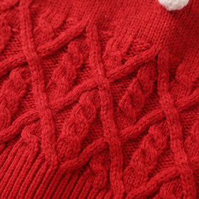 Girls Red Applique Long Sleeve Cardigan Sweaters & Cardigans