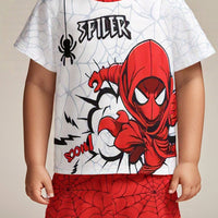 Boys Red Spider Graphic T-Shirt With Printed Shorts Set 2 pc. Sets