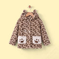 Girls Brown Leopard Print Hooded Zipper Jacket Coats & Jackets Brown 3-4 Y