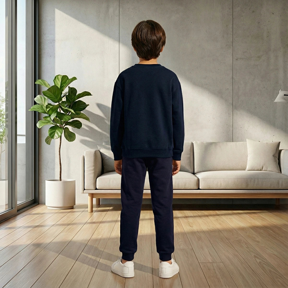 Boys Navy Blue Neo-Sound Graphics Sweatshirt With Jogger Co-ord Sets Sets