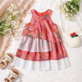 Girls Multicolour Animal Print Sleeveless Layered Dress Casual Dresses Multicolor 1-2 Y
