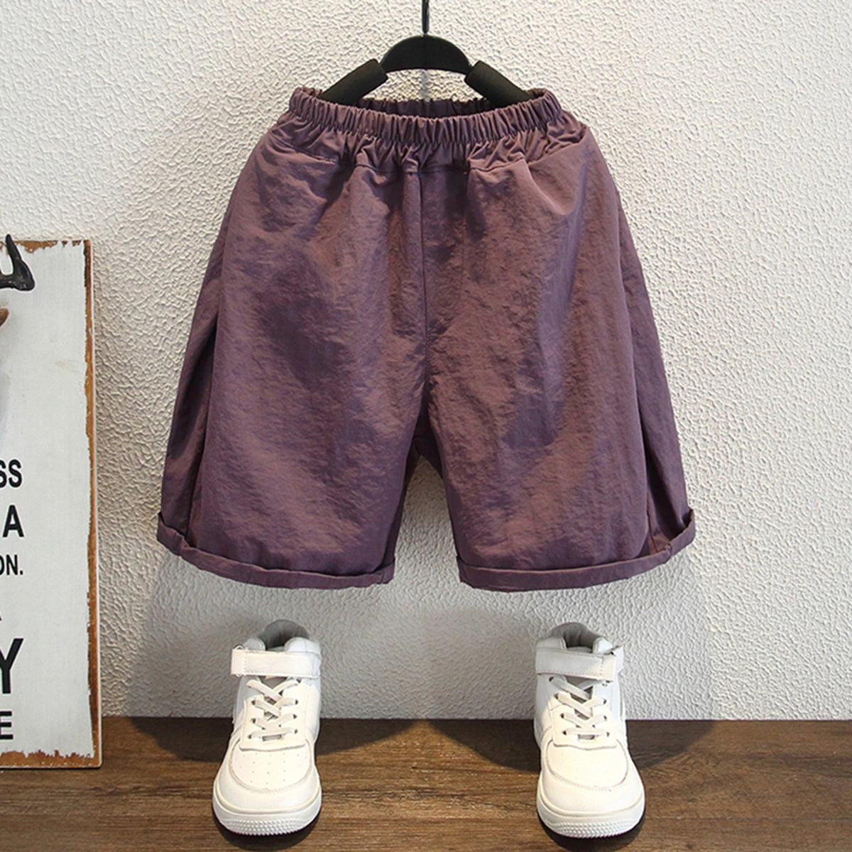 Boys Mauve Typographic Print Short Sleeves T-Shirt With Shorts Set Sets