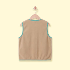 Boys Light Brown Colorblocked Sleeveless Jacket Coats & Jackets
