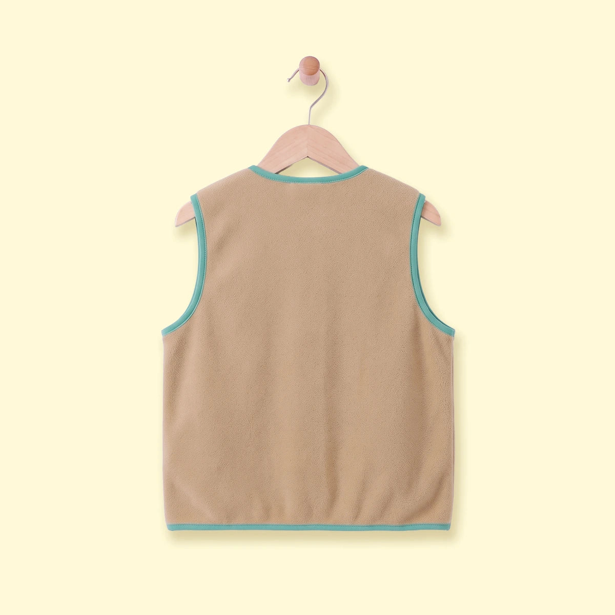 Boys Light Brown Colorblocked Sleeveless Jacket Coats & Jackets