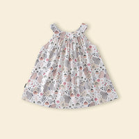 Girls Off White Butterfly Printed Round Neck A-line Dress Casual Dresses