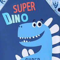 Boys Sky Blue Dinosaur Print T-Shirt With Shorts Swimwear Sets Sets