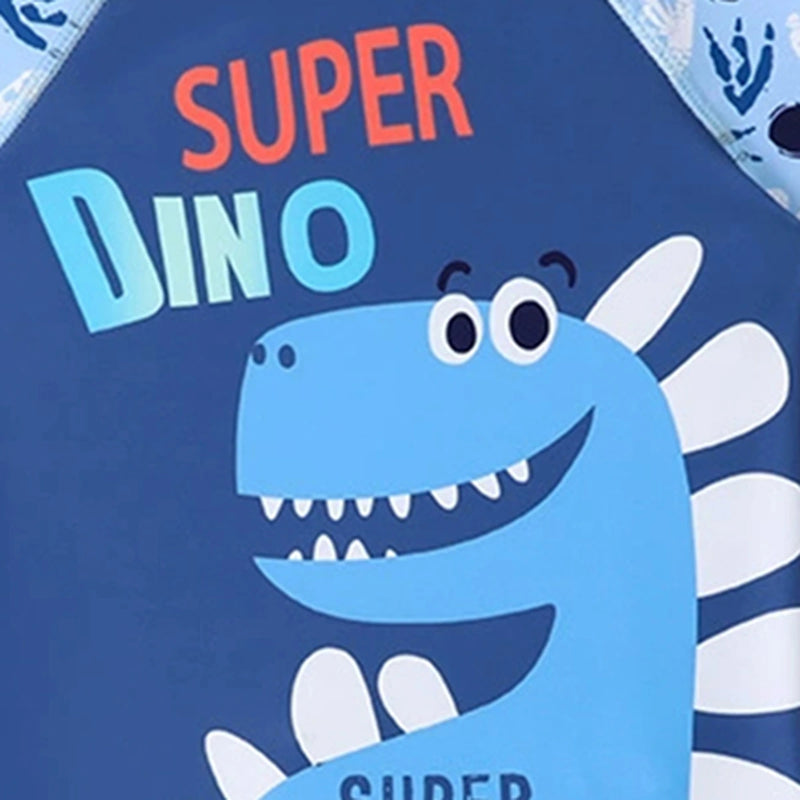 Boys Sky Blue Dinosaur Print T-Shirt With Shorts Swimwear Sets Sets
