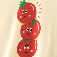 Boys Cream Tomato Print Short Sleeve T-Shirt Tshirts