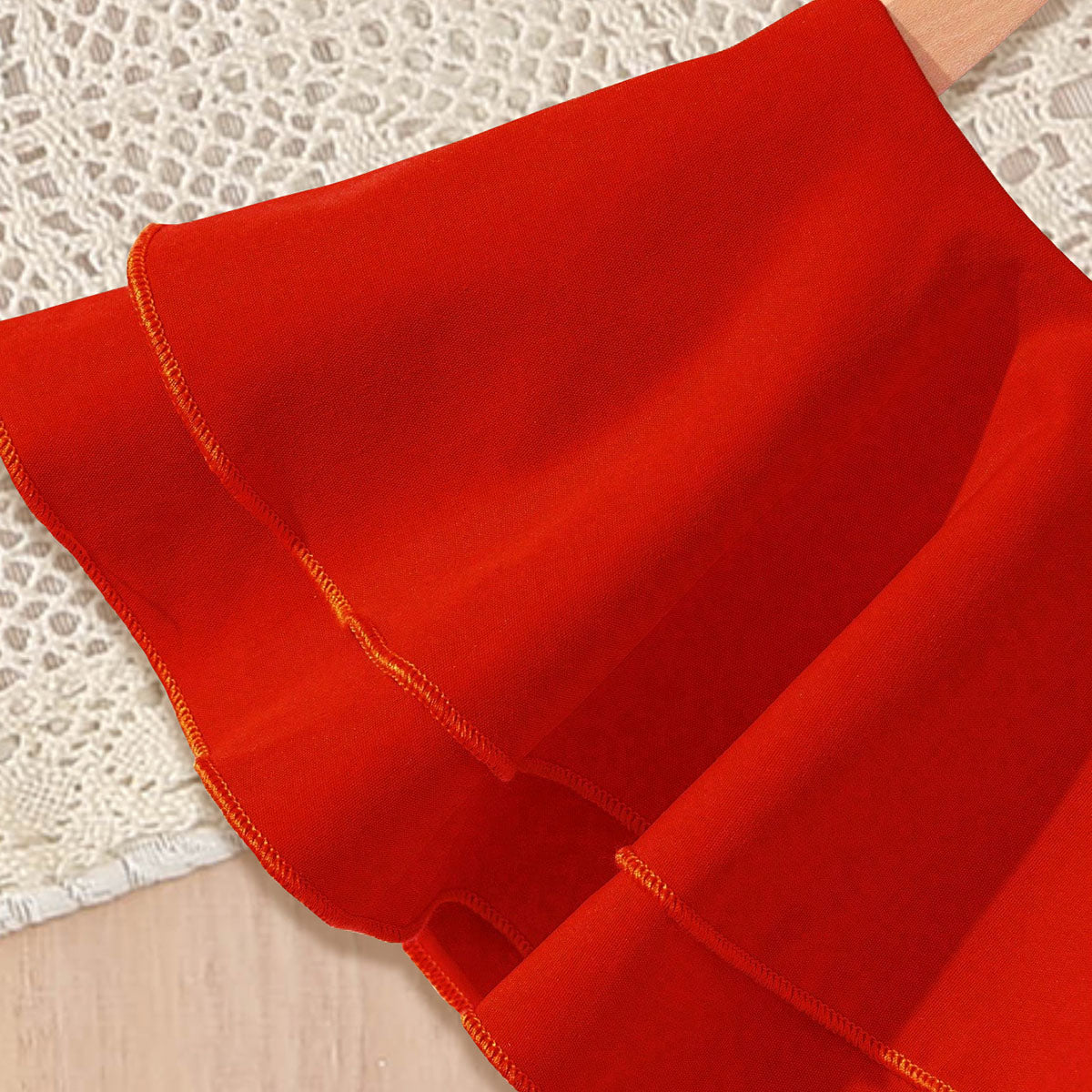 Girls Red Solid Sleeveless Fit And Flared Midi Dress Casual Dresses