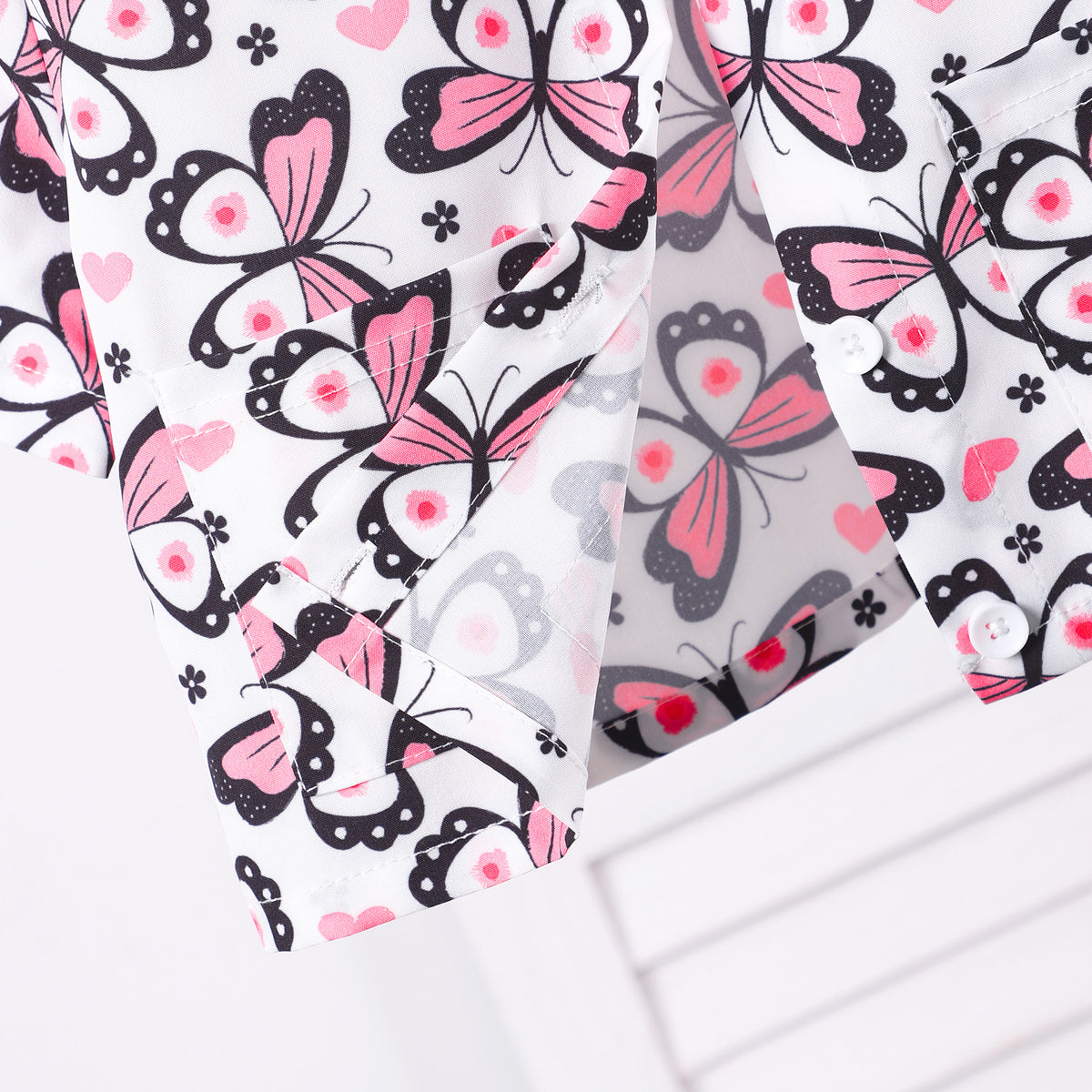 Girls Multicolor Butterfly Printed Shirt With Shorts Set 2 pc. Sets