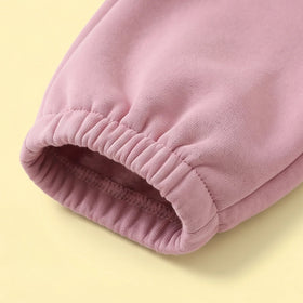 Girls Pink Typographic Sweatshirt & Pants Sets Sets