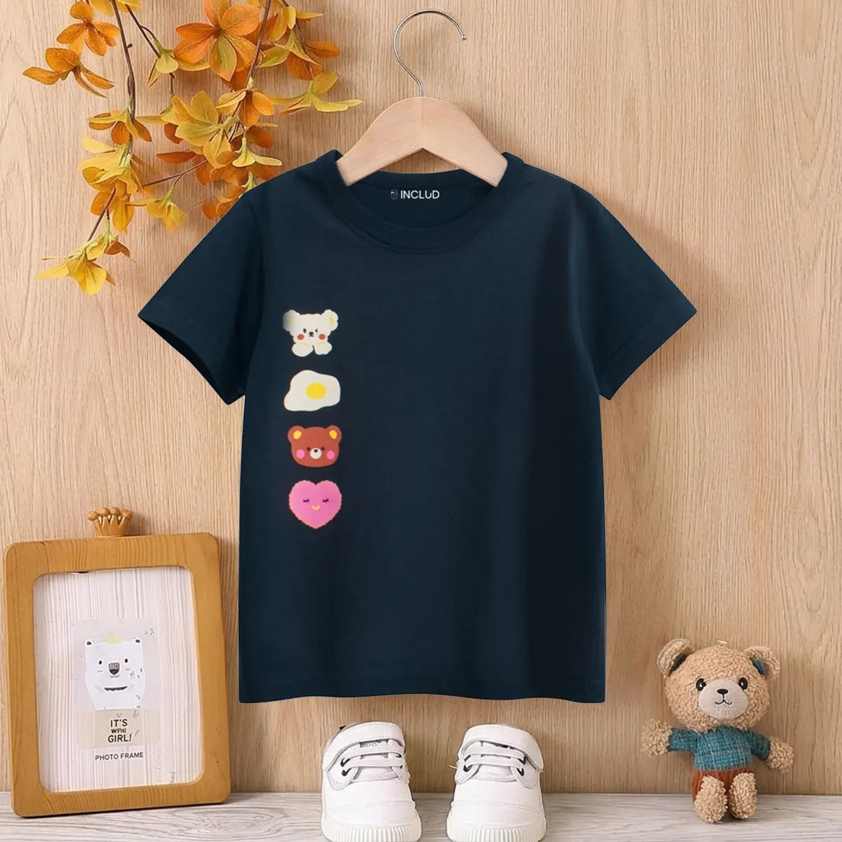 Boys Navy Blue Animal Print Short Sleeve T-Shirt Tshirts Navy Blue 1-2 Y