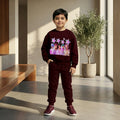 Boys Maroon K-Pop Star Graphics Sweatshirt With Jogger Co-ord Sets Sets Maroon 6-7 Y