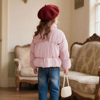 Girls Light Pink Solid Puffer Winter Jacket Coats & Jackets