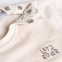 Boys Beige Dinosaur Applique Short Sleeve T-Shirt With Elasticated Shorts Sets 2 pc. Sets