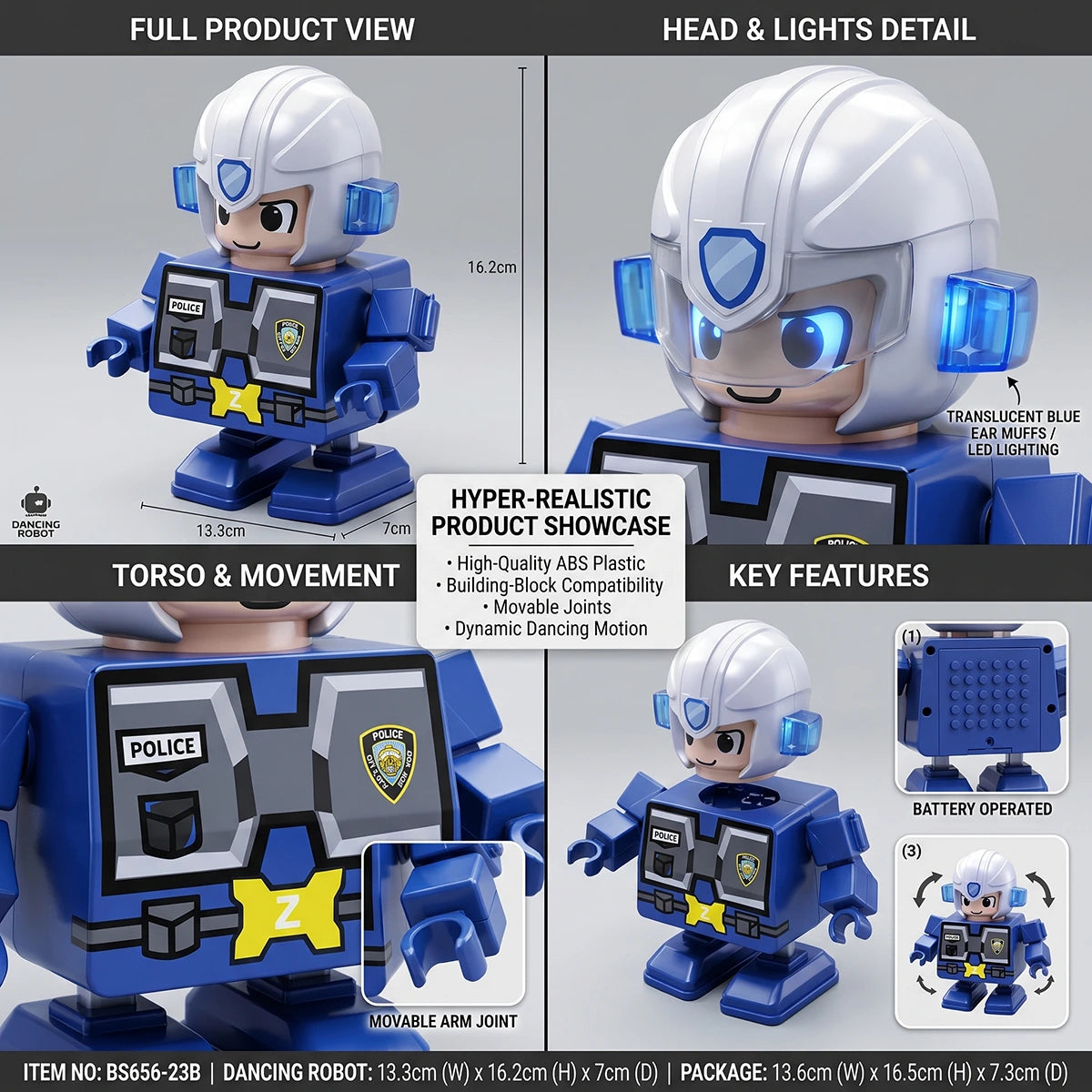 Electric Police Robot Toy with Lights & Music, Dancing Swing Robot for Kids Trending Accessories