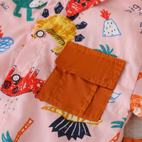 Boys Pink Animals Printed Short Sleeves Shirt With Shorts Set 2 pc. Sets