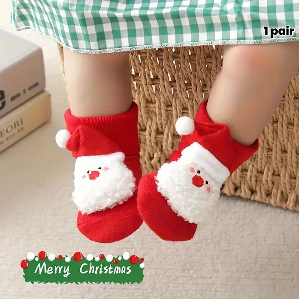 Baby Red Santa Claus Christmas Socks - 1 Pair Trending Accessories Red 0-3 Y