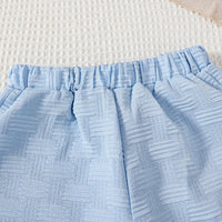 Boys Sky Blue Textured Short Sleeves Shirt With Shorts Set 2 pc. Sets