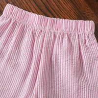 Girls Pink Striped Sleeveless Peplum Top With Shorts Sets 2 pc. Sets