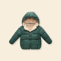 Boys Green Hooded Puffer Jacket With Sherpa Fleece Lining Coats & Jackets Green 1-2 Y
