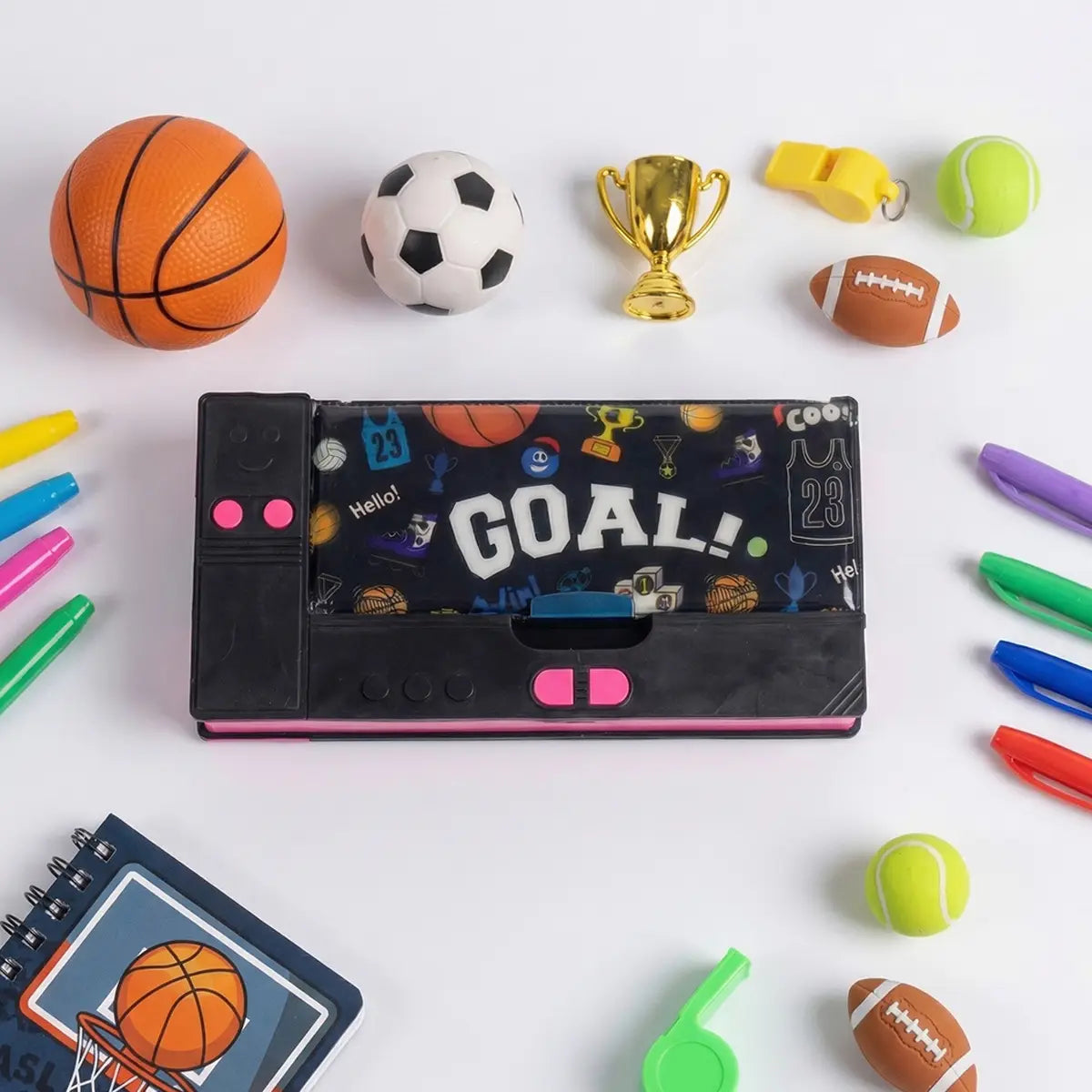 Sports Theme Pencil Case for Kids Multi-Compartment School Stationery Box Trending Accessories